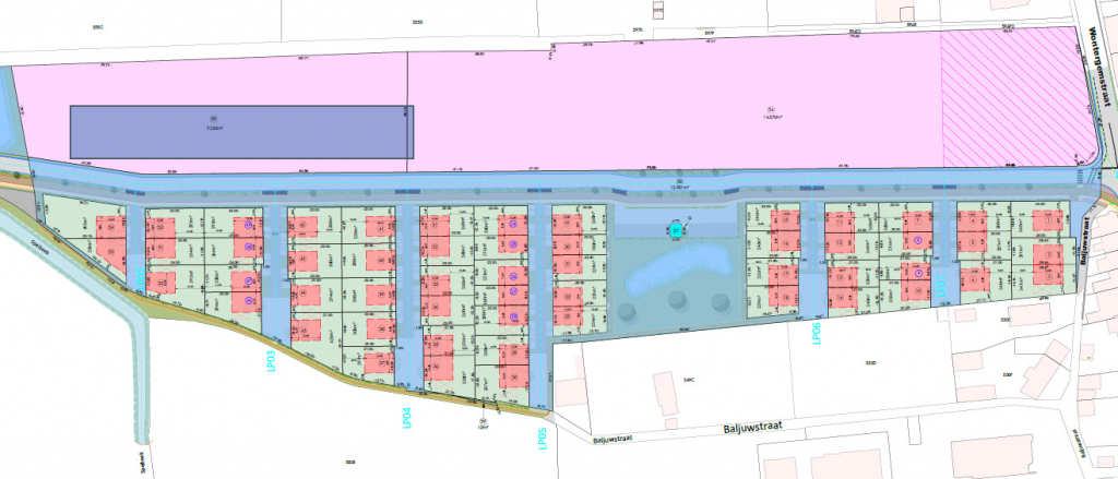 Grondplan nieuw ontwikkelingsproject in Dentergem