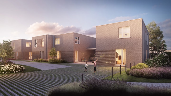 Bostoen Nieuwbouwwoningen Astene BegijnHof Avond