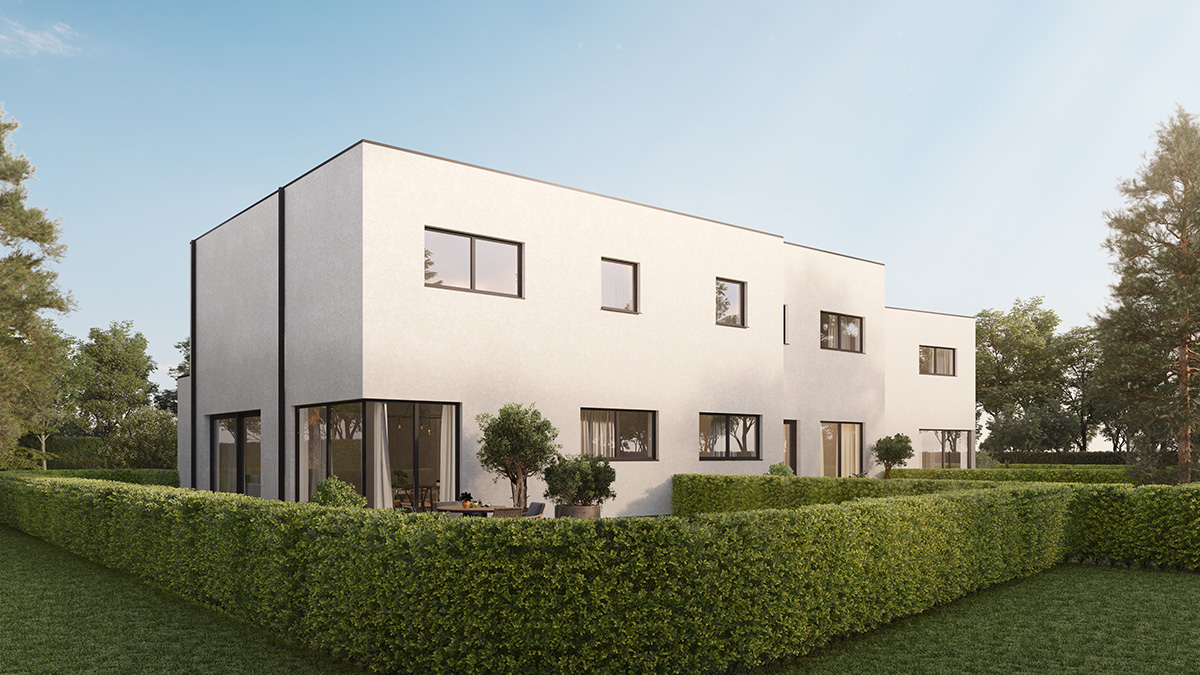 Bostoen Willemot moderne gezinswoningen in Mariakerke Gent render tuin