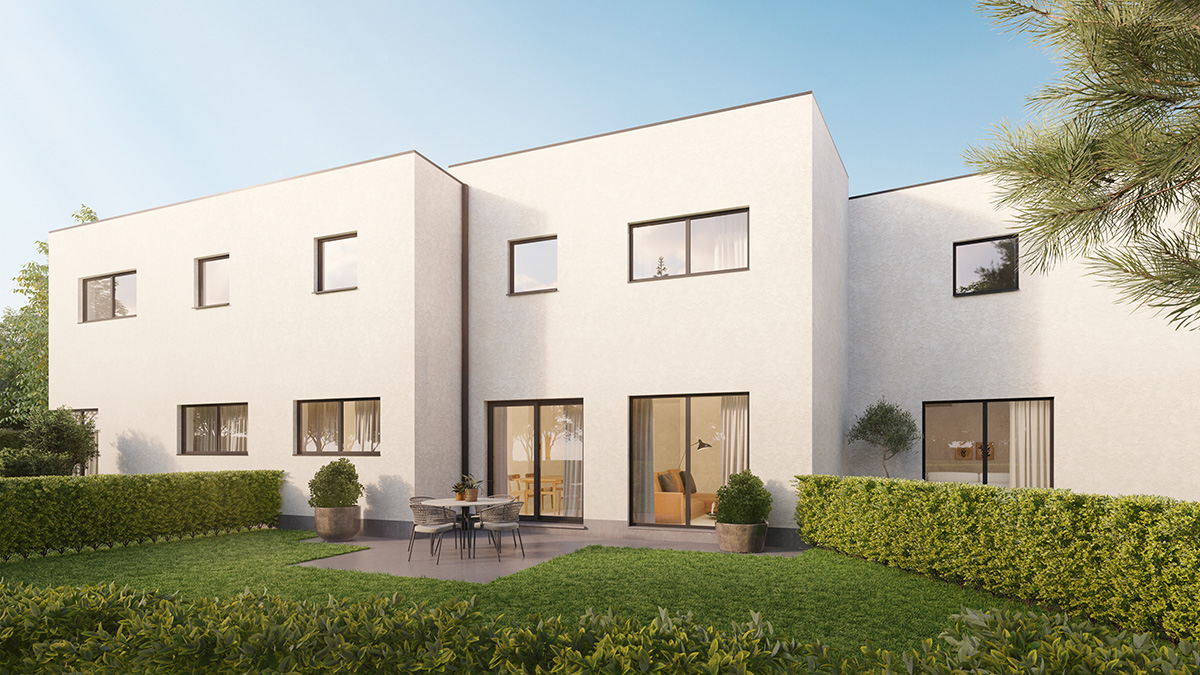 Bostoen Willemot moderne gezinswoningen in Mariakerke Gent render tuin