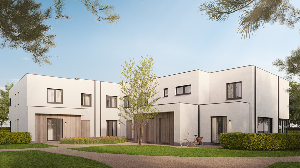 Bostoen Willemot moderne gezinswoningen in Mariakerke Gent render voorgevel
