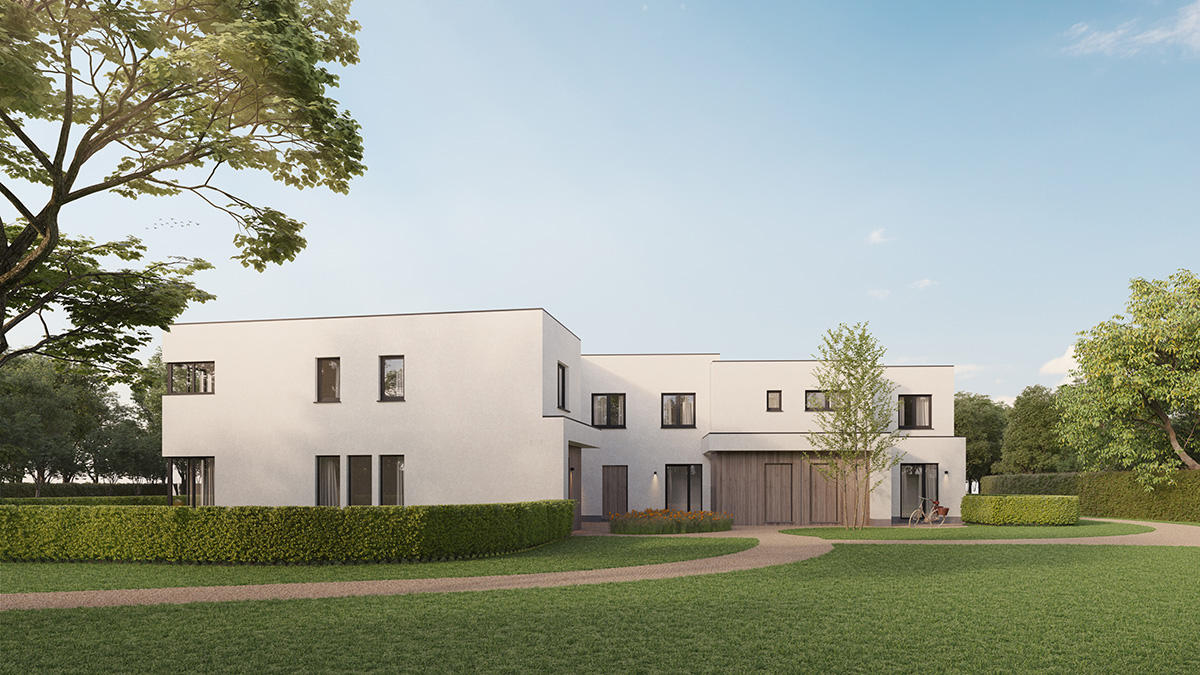 Bostoen Willemot moderne gezinswoningen in Mariakerke Gent render voorgevel