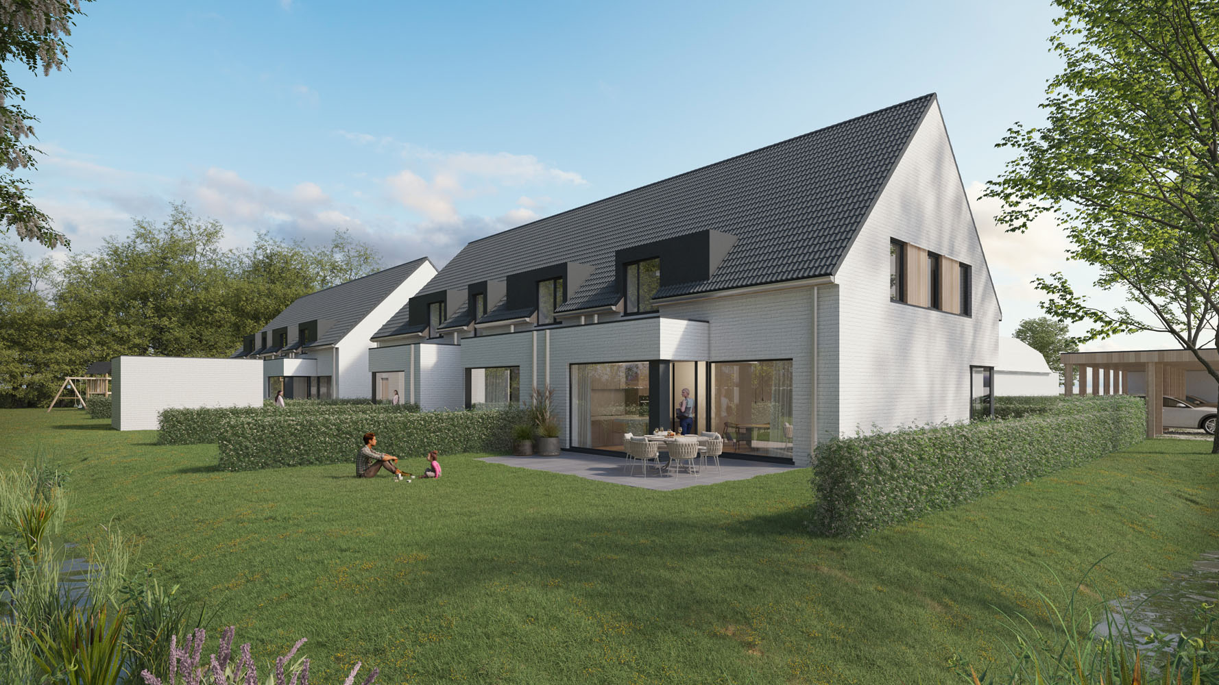 Bostoen WilgenHof nieuwbouw ruime gezinswoningen in Astene render tuin