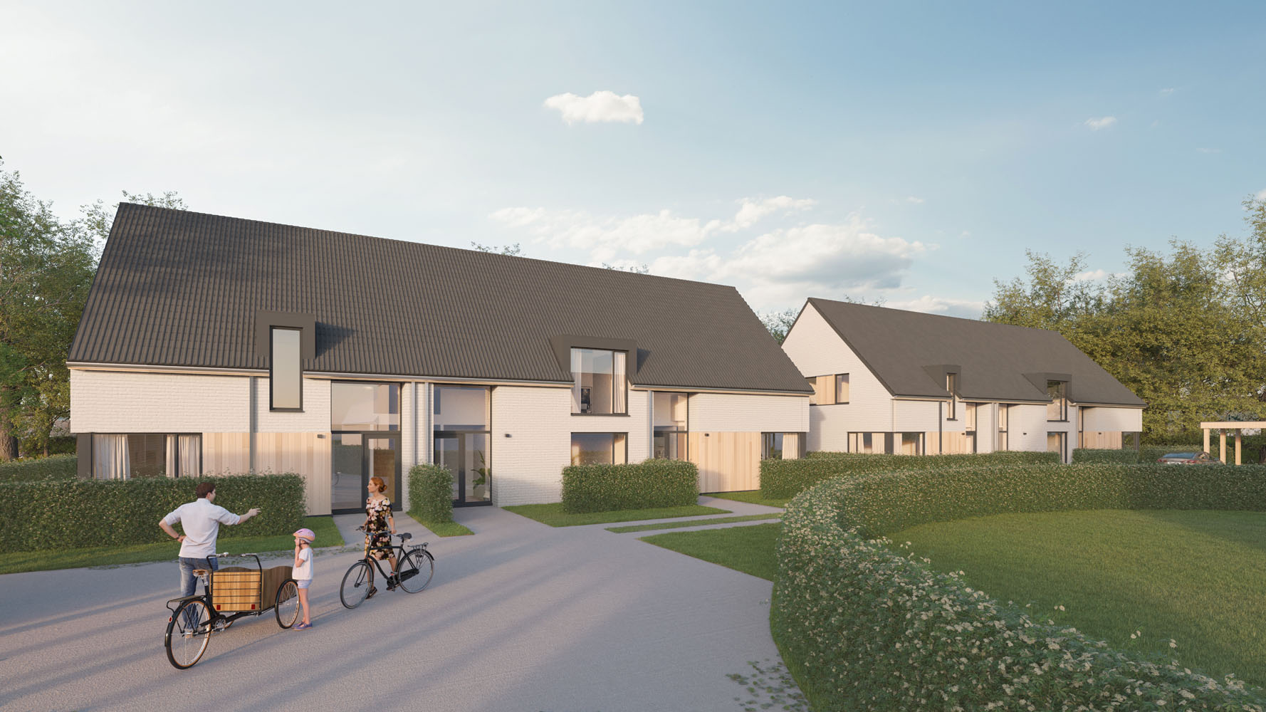 Bostoen WilgenHof nieuwbouw ruime gezinswoningen in Astene render voorgevel