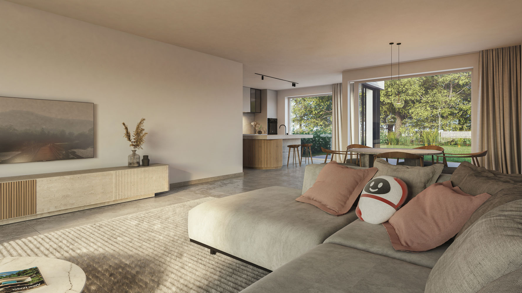 Bostoen WilgenHof nieuwbouw ruime gezinswoningen in Astene render interieur