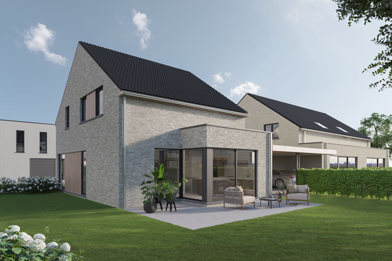 Bostoen Energiezuinige gezinswoningen Dentergem RivaHof Tuin