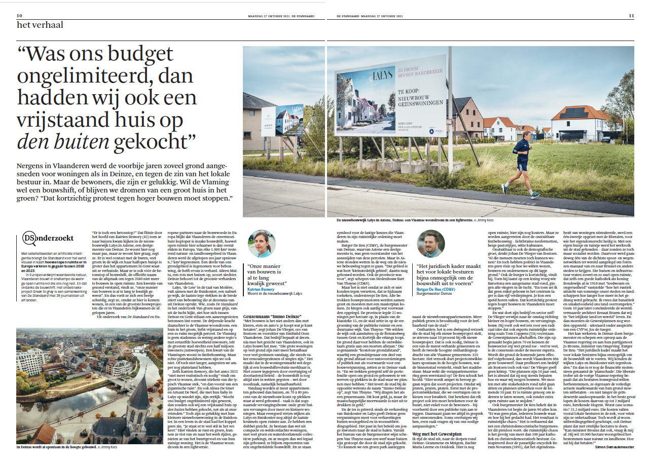 Artikel de Standaard: wonen, ruimte en verantwoordelijkheid in en rond Deinze